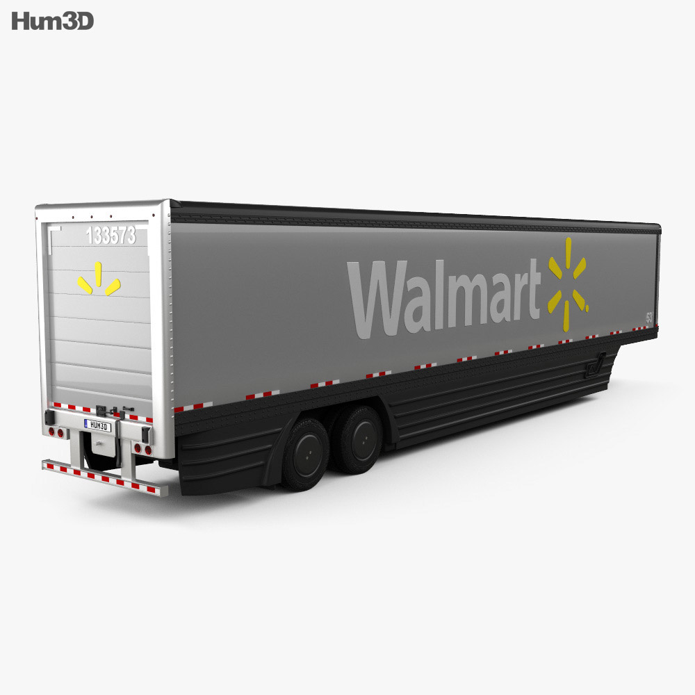Peterbilt Walmart AVEC Semi Trailer 2015 3d model back view