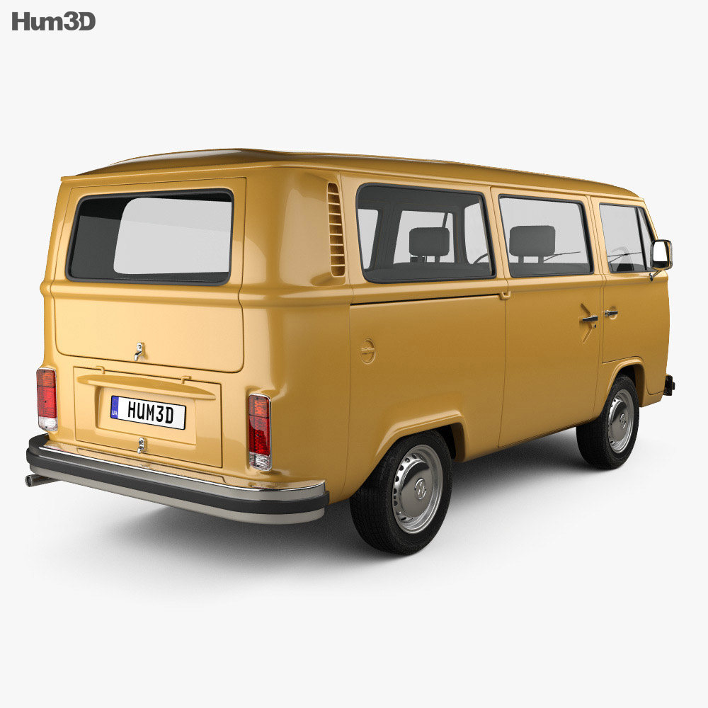 Volkswagen Transporter (T2) 승객용 밴 1972 3D 모델  back view