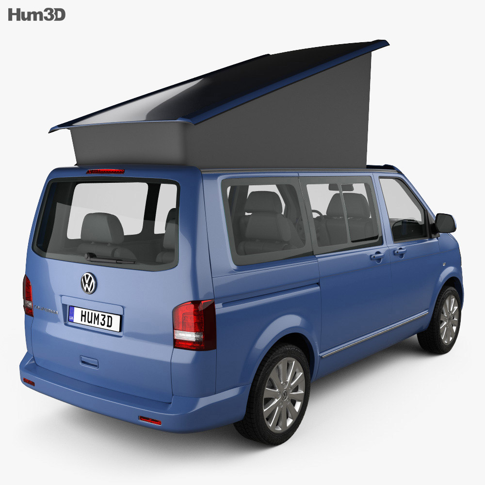 Volkswagen Transporter California 2014 3D-Modell Rückansicht