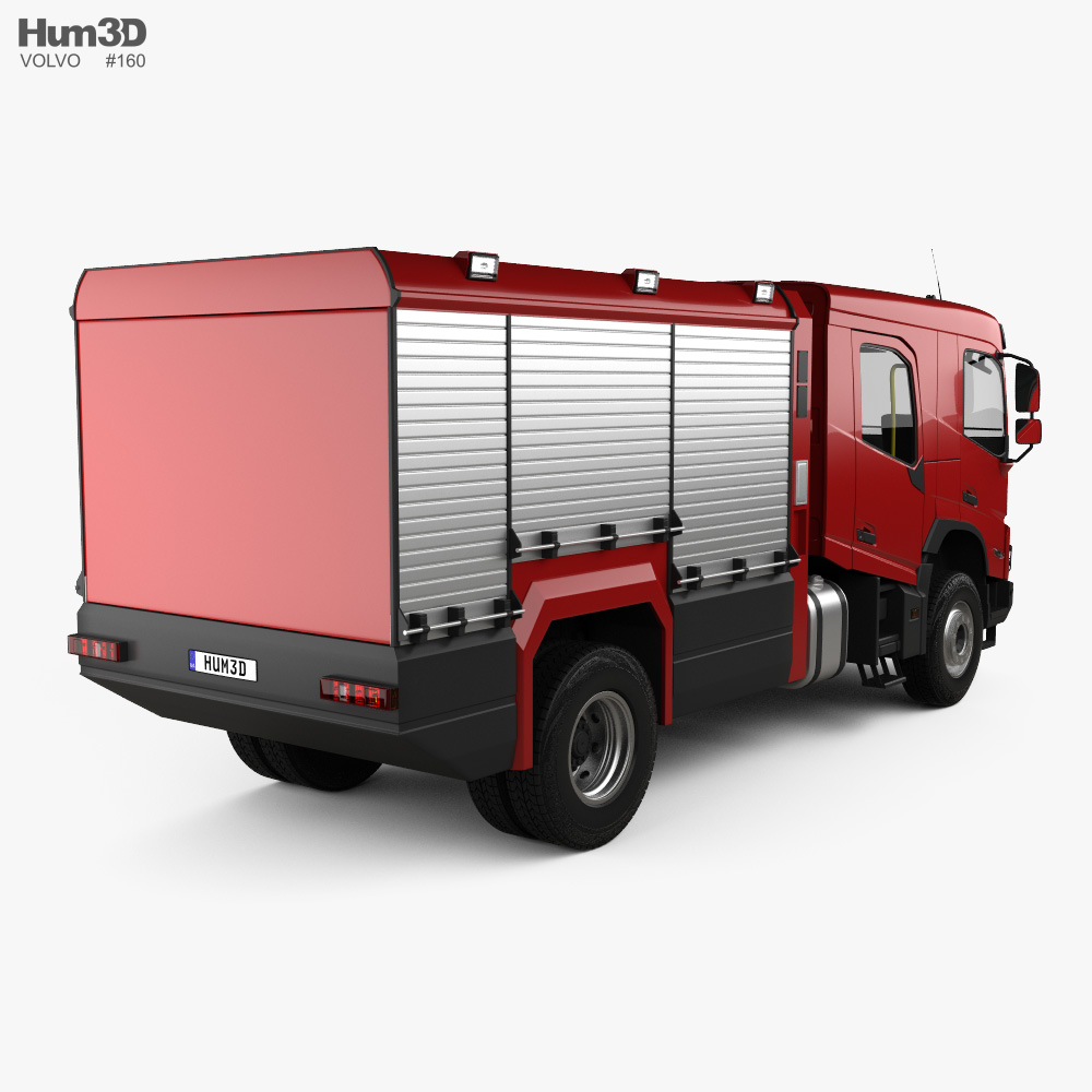 Volvo FMX Crew Cab Camion dei Pompieri 2020 Modello 3D vista posteriore