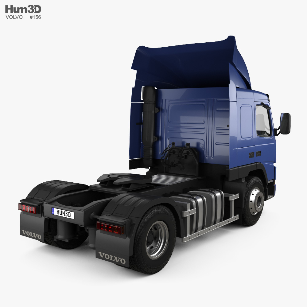 Volvo FM12 420 Sleeper Cab Tractor Truck 2005 3d model back view
