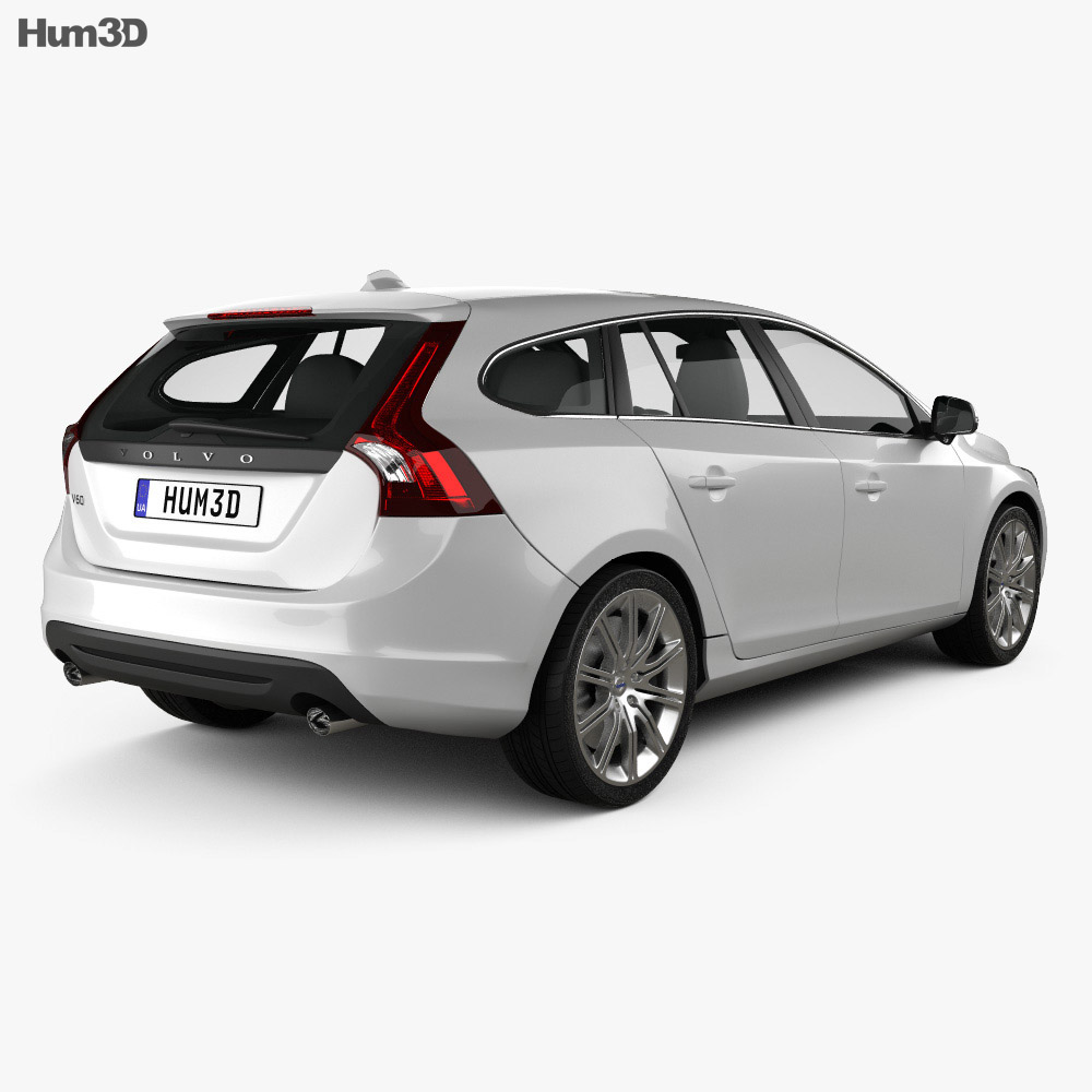 Volvo V60 2016 3D模型 后视图