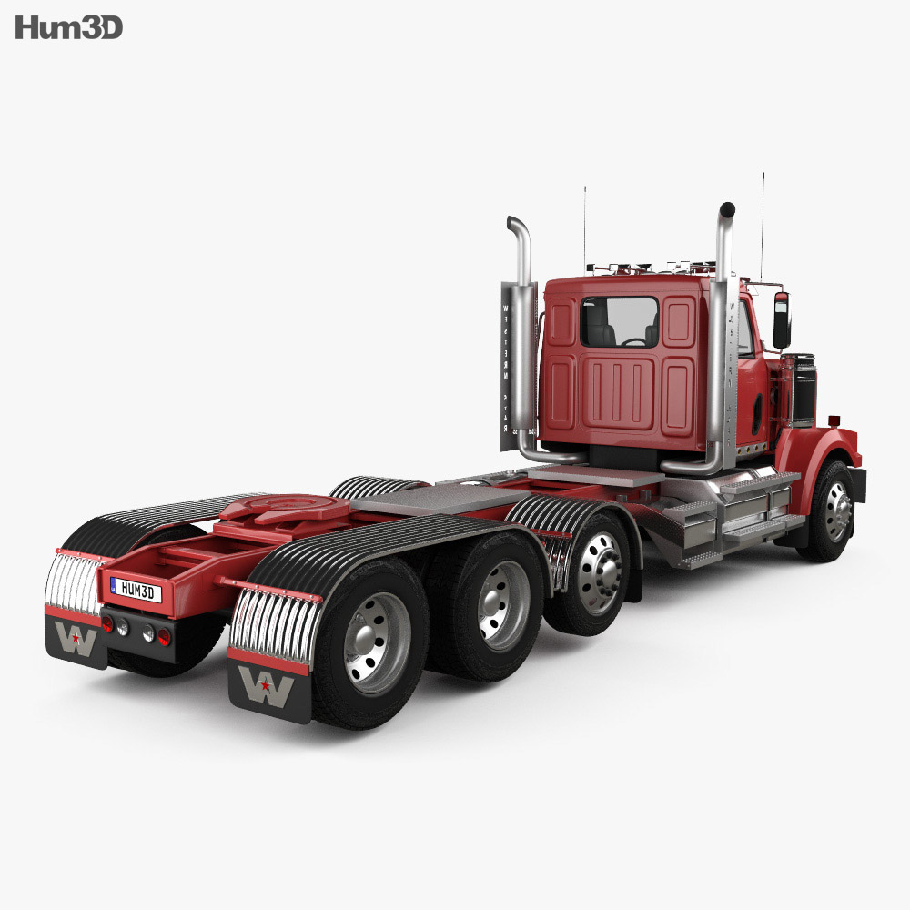 Western Star 4900 SF Day Cab Tractor Truck 2008 3d model back view