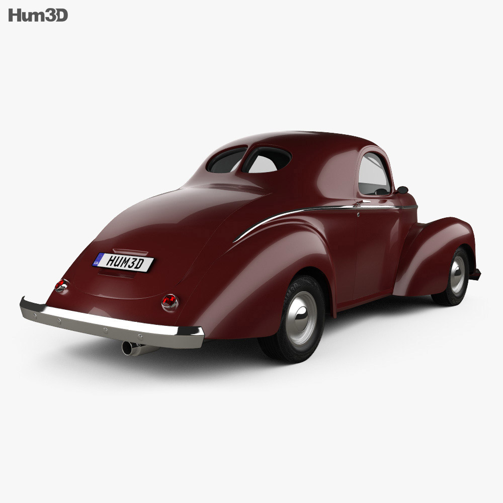 Willys Americar DeLuxe Coupe 1940 3d model back view