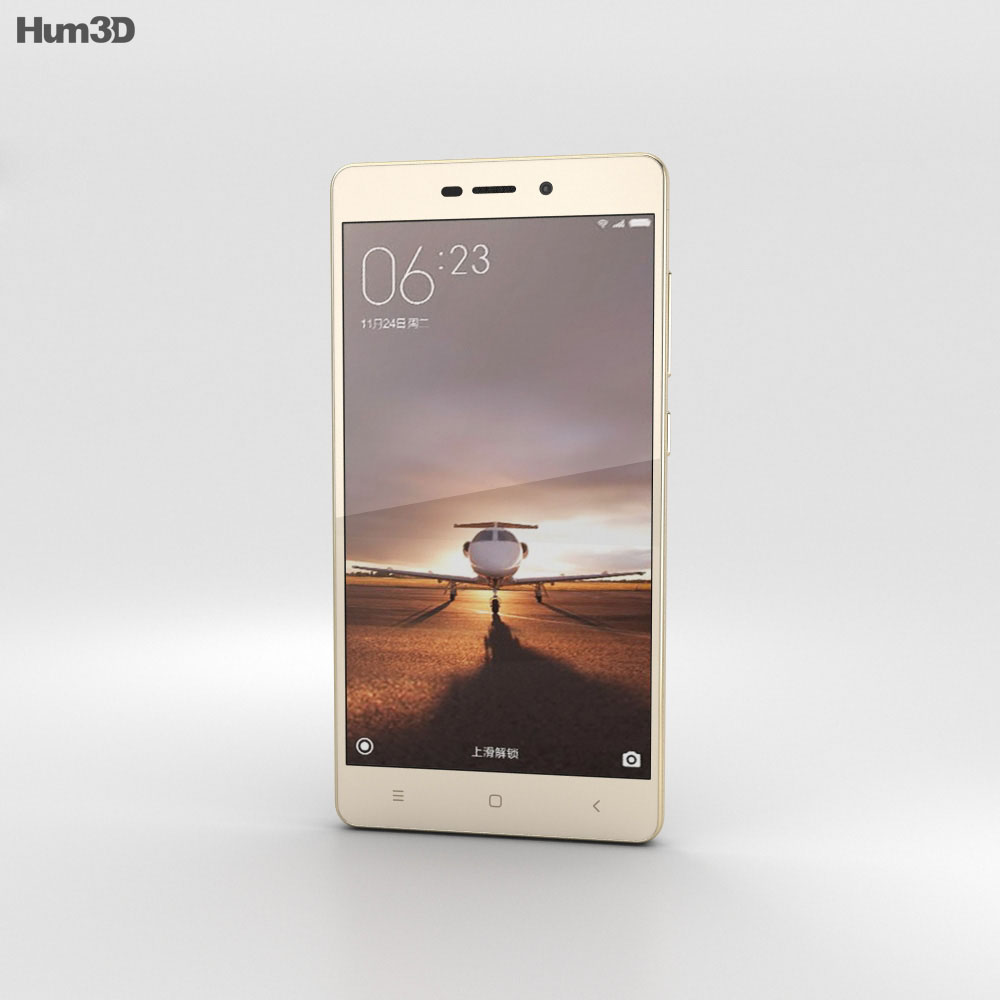Xiaomi Redmi 3 Pro Gold 3d model