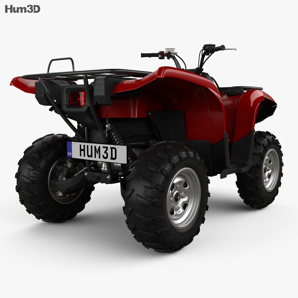 Yamaha Grizzly 700 2013 3d model back view